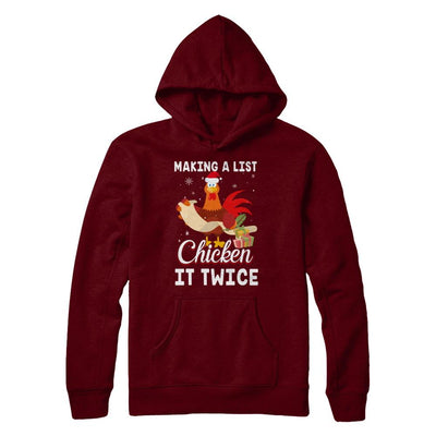 Chicken It Twice Funny Chicken Christmas-T-Shirt & Sweatshirt-Pullover Hoodie-Maroon