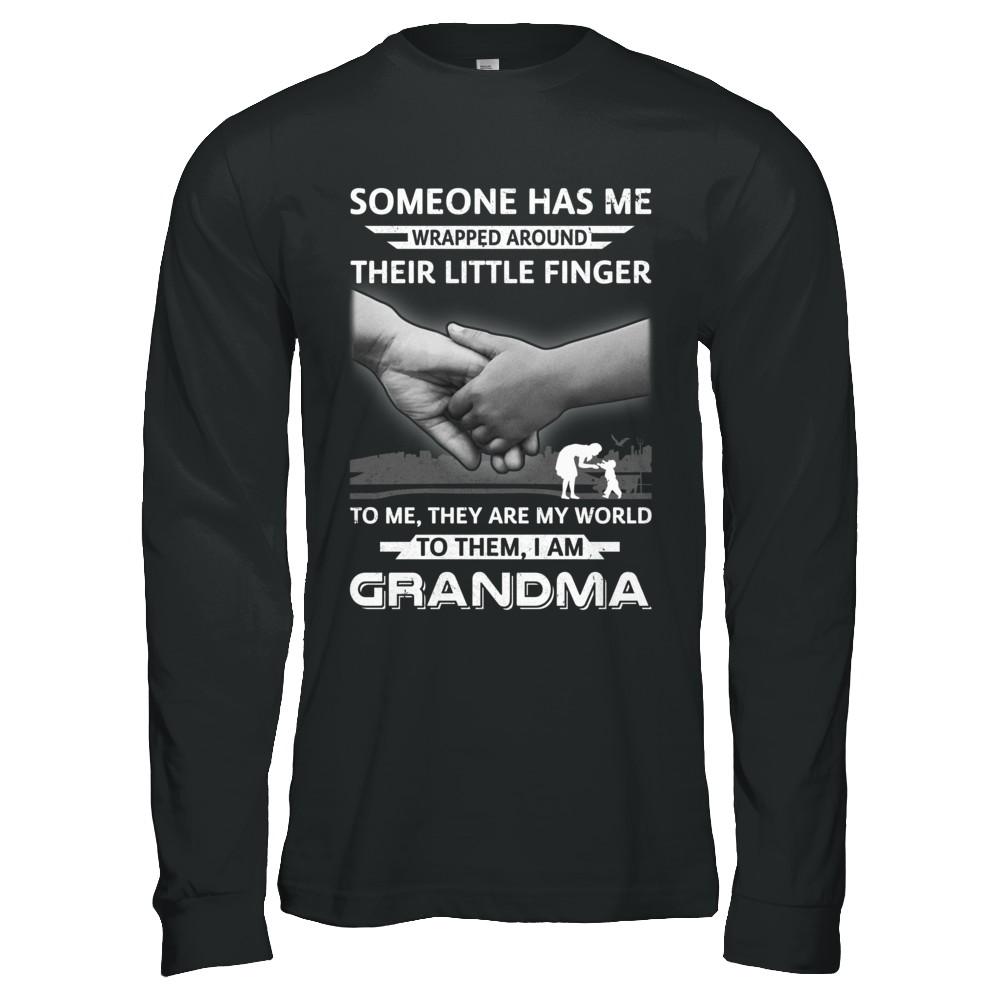 Someone Has Me Wrapped Around Their Little Finger Grandma-T-Shirt & Hoodie-Long Sleeve T-Shirt-Black