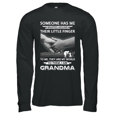 Someone Has Me Wrapped Around Their Little Finger Grandma-T-Shirt & Hoodie-Long Sleeve T-Shirt-Black