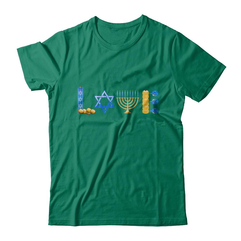 Jewish Love Happy Hanukkah Star Heart Gift-T-Shirt & Sweatshirt-Classic T-Shirt-Kelly Green