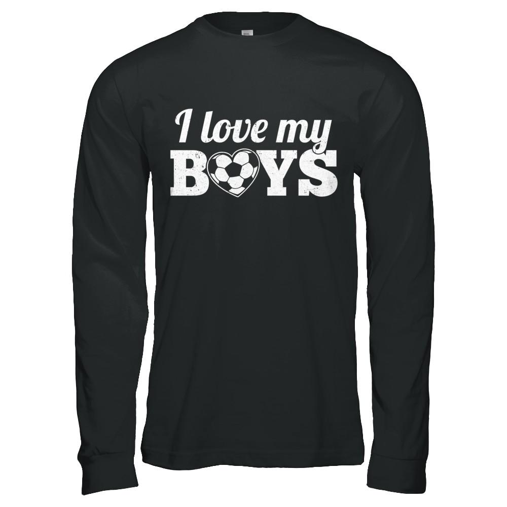 Love My Boys Mom And Dad Soccer-T-Shirt & Hoodie-Long Sleeve T-Shirt-Black