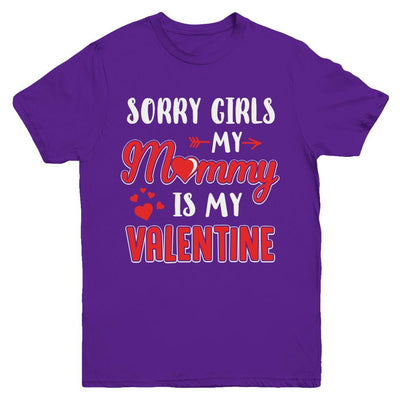 Funny Valentines Day Toddler Boy Mommy Is My Valentine Youth-Youth Shirt-Youth T-Shirt-Purple
