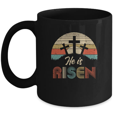 70s Retro He Is Risen Jesus Christian Cross Religious Easter Mug-Coffee Mug-Mug-Black