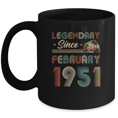 70th Birthday Gift 70 Years Old Legendary Since February 1951 Mug-Coffee Mug-Mug-Black