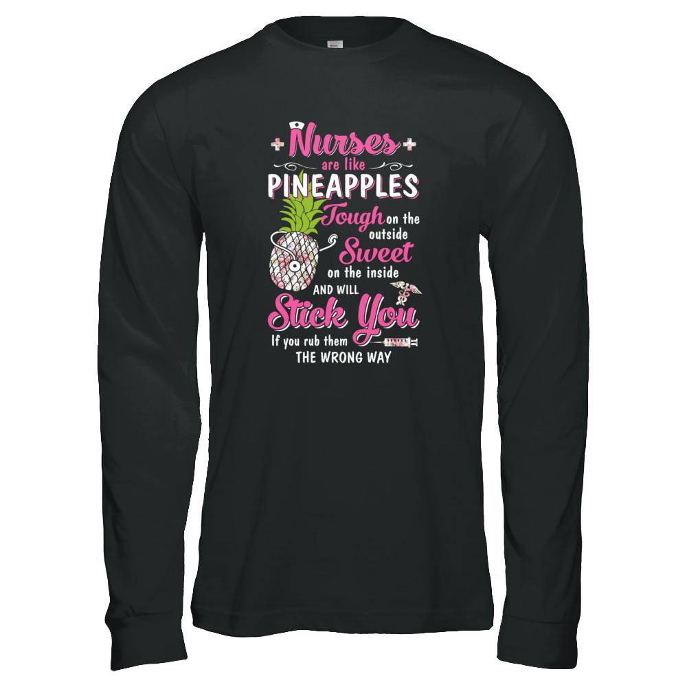 Funny Nurses Are Like Pineapples CNA Nursing Gift-T-Shirt & Tank Top-Long Sleeve T-Shirt-Black