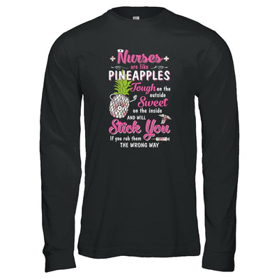 Funny Nurses Are Like Pineapples CNA Nursing Gift-T-Shirt & Tank Top-Long Sleeve T-Shirt-Black