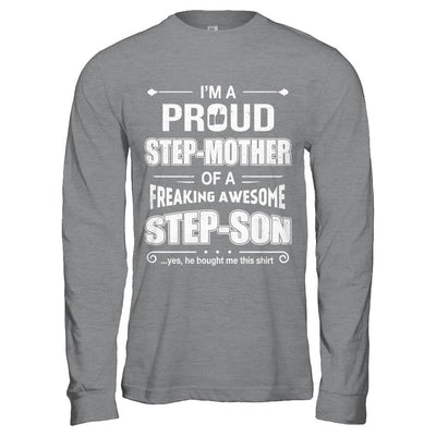 I'm A Proud Step-Mom Of Awesome Step-Son Mothers Day-T-Shirt & Hoodie-Long Sleeve T-Shirt-Sport Grey