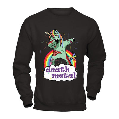 Dabbing Zombie Unicorn Death Metal Rocker-T-Shirt & Hoodie-Crewneck Sweatshirt-Black