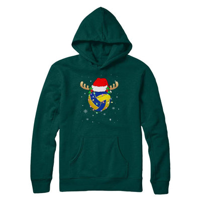 Santa Hat Volleyball Reindeer Christmas Gifts-T-Shirt & Sweatshirt-Pullover Hoodie-Deep Forest