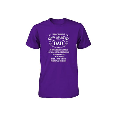 5 Things You Should Know About My Dad Youth-Youth Shirt-Youth T-Shirt-Team Purple