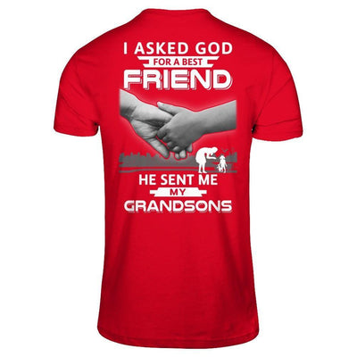 I Asked God For A Best Friend He Sent Me My Grandsons-T-Shirt & Hoodie-Premium T-Shirt-Red