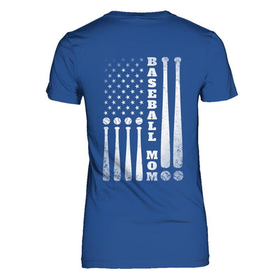 American Flag Vintage Baseball Mom Mother's Day-T-Shirt & Hoodie-Women's T-Shirt-Royal