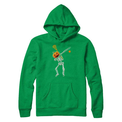 Halloween Dabbing Skeleton Lacrosse-T-Shirt & Hoodie-Pullover Hoodie-Irish Green