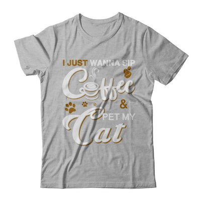 I Just Wanna Sip Coffee And Pet My Cat-T-Shirt & Hoodie-Premium T-Shirt-Heather Gray