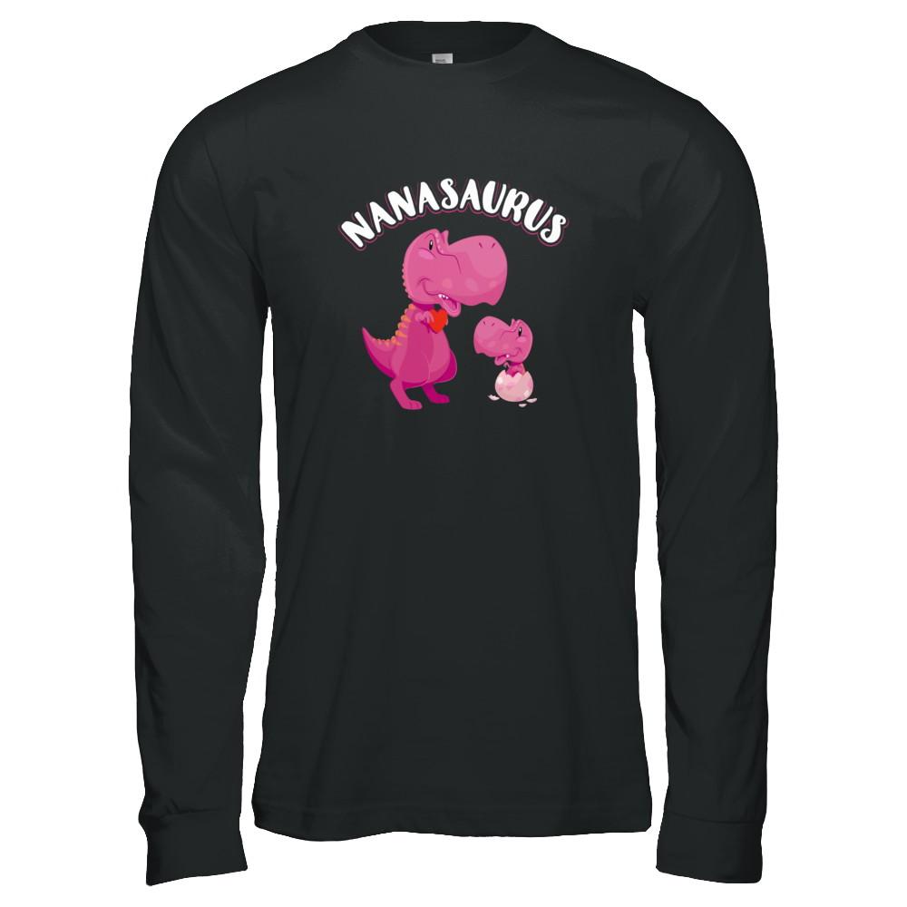 Nana Nanasaurus Rex Cute Dinosaur Mothers Day-T-Shirt & Tank Top-Long Sleeve T-Shirt-Black