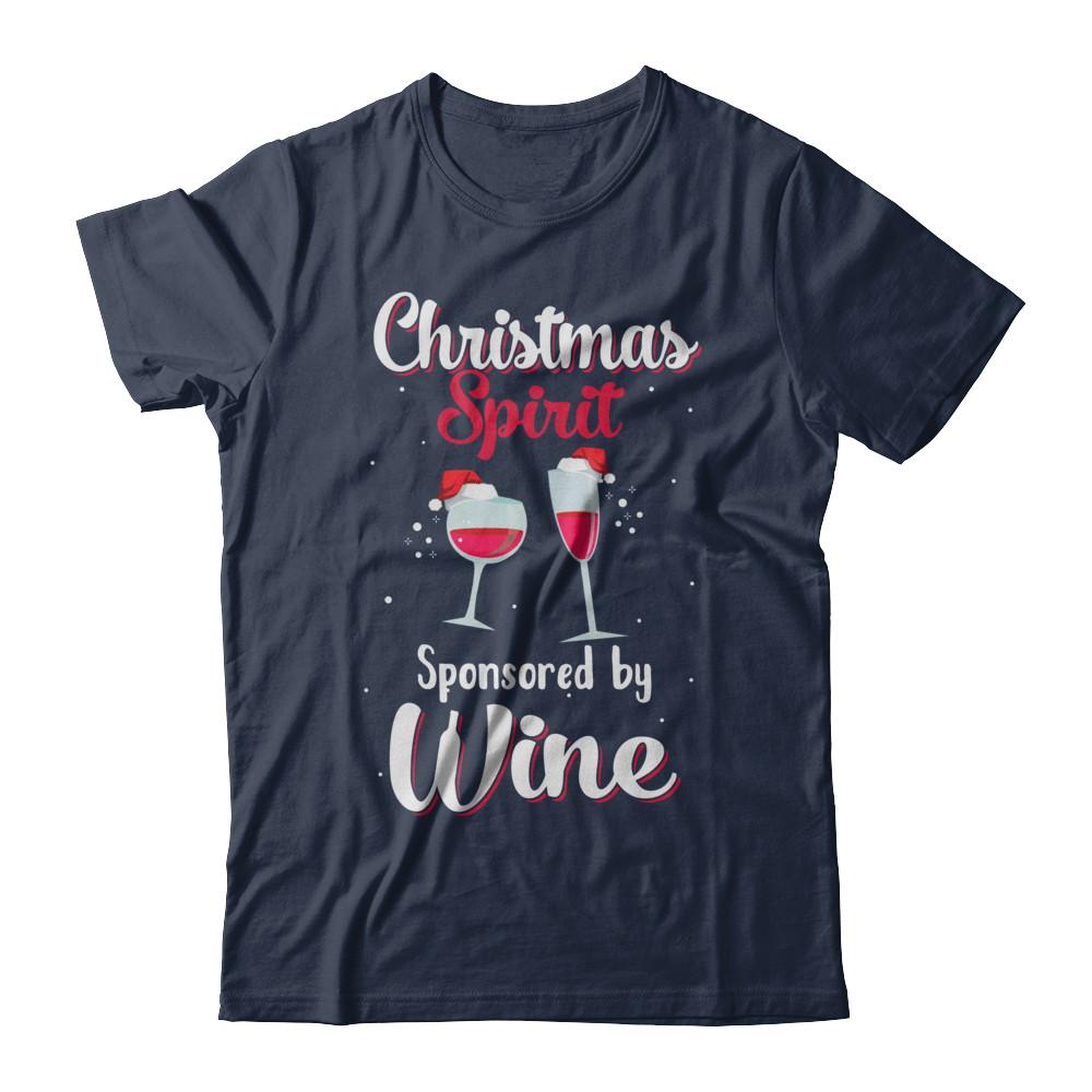 Holiday Party Christmas Spirit Sponsored By Wine-T-Shirt & Sweatshirt-Classic T-Shirt-Navy