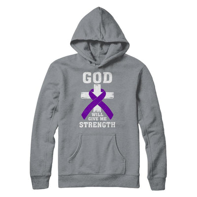 God Will Give Me Strength Purple Violet Awareness Ribbon Gift-T-Shirt & Hoodie-Pullover Hoodie-Light Steel