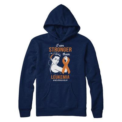 I Am Stronger Than Leukemia Awareness Support-T-Shirt & Hoodie-Pullover Hoodie-Navy
