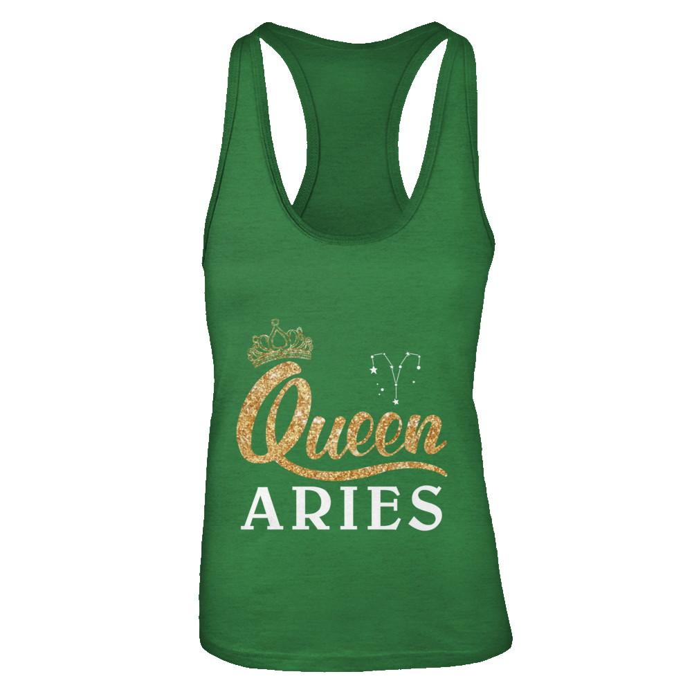Queen Aries Zodiac March April Birthday Gift-T-Shirt & Tank Top-Women's Ideal Racerback Tank-Kelly Green