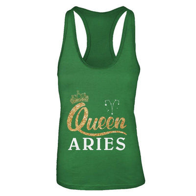 Queen Aries Zodiac March April Birthday Gift-T-Shirt & Tank Top-Women's Ideal Racerback Tank-Kelly Green