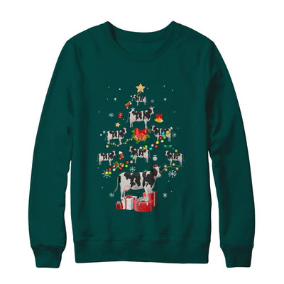 Farmer Cow Christmas Tree Decor Xmas Gift-T-Shirt & Sweatshirt-Crewneck Sweatshirt-Deep Forest