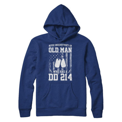 Never Underestimate An Old Man Who Has DD214-T-Shirt & Hoodie-Hanes - Heavyweight Pullover Hoodie-Deep Royal