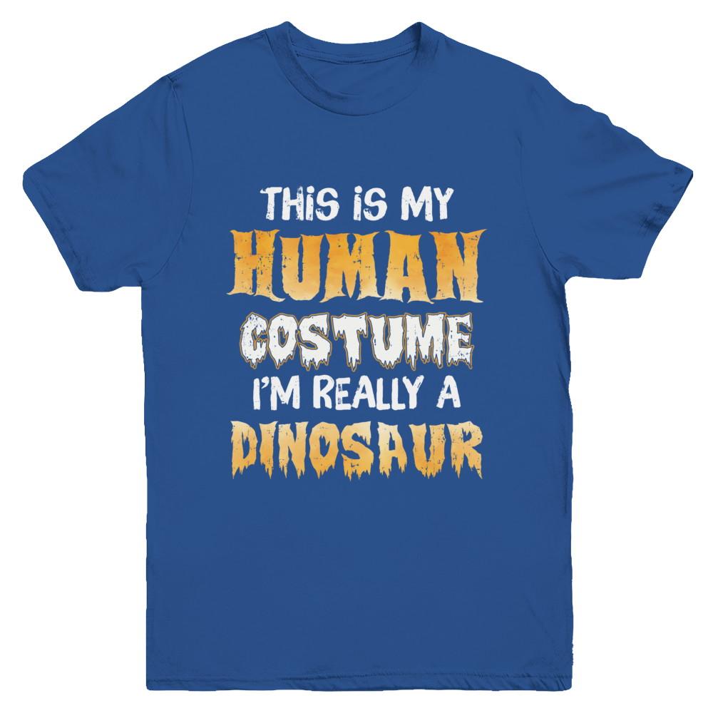 This Is My Human Costume Dinosaur T-Rex Halloween Youth-Youth Shirt-Youth T-Shirt-Royal