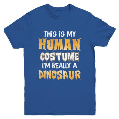 This Is My Human Costume Dinosaur T-Rex Halloween Youth-Youth Shirt-Youth T-Shirt-Royal