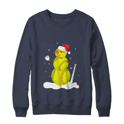 Christmas Softball Snowman Christmas-T-Shirt & Sweatshirt-Crewneck Sweatshirt-Navy