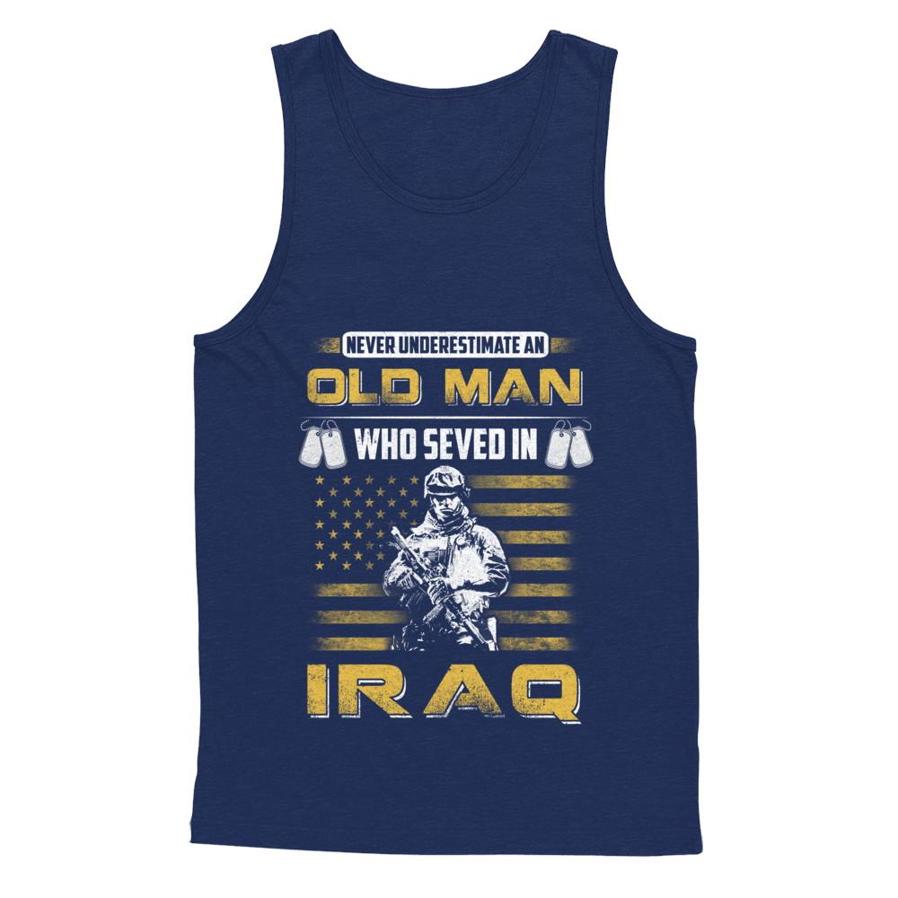 Never Underestimate An Old Man Who Served In Iraq-T-Shirt & Hoodie-Unisex Tank-Navy