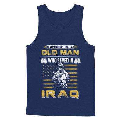 Never Underestimate An Old Man Who Served In Iraq-T-Shirt & Hoodie-Unisex Tank-Navy