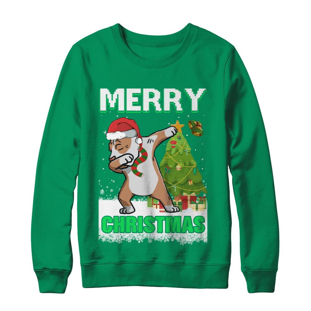 Cute Pit bull Claus Merry Christmas Ugly Sweater-T-Shirt & Sweatshirt-Crewneck Sweatshirt-Irish Green