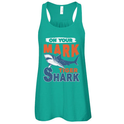 On Your Mark Tiger Shark Distressed-T-Shirt & Tank Top-Women's Flowy Racerback Tank-Kelly