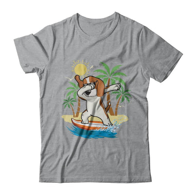 Summer Vacation Dabbing Beagle Surfing Surfboard Gift-T-Shirt & Hoodie-Classic T-Shirt-Sport Grey