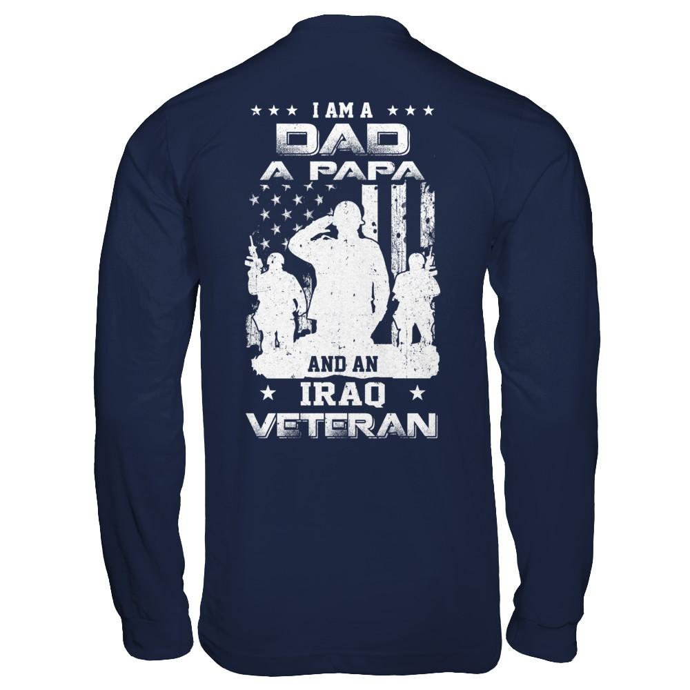 I'm A Dad A Papa And An Iraq Veteran-T-Shirt & Hoodie-Long Sleeve T-Shirt-Navy
