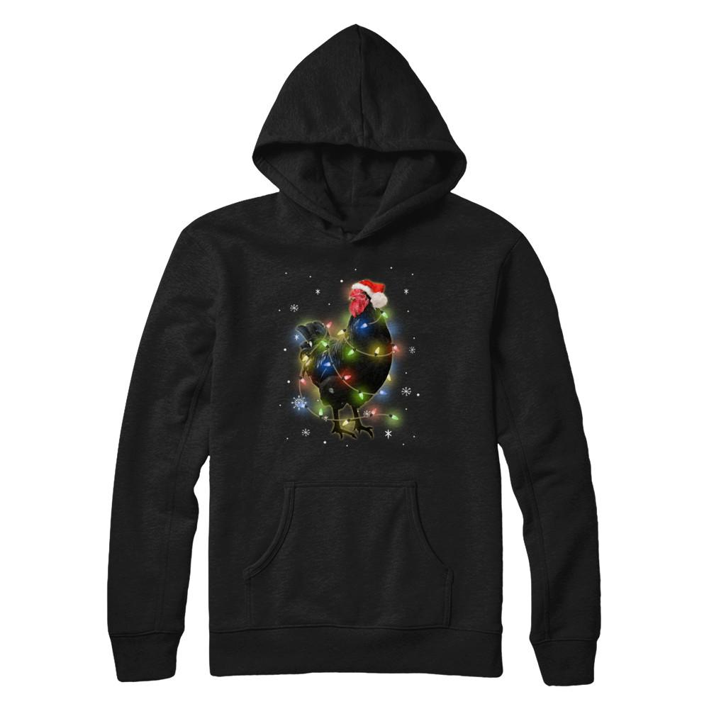 Funny Chickmas Lights Chicken Lights-T-Shirt & Sweatshirt-Pullover Hoodie-Black