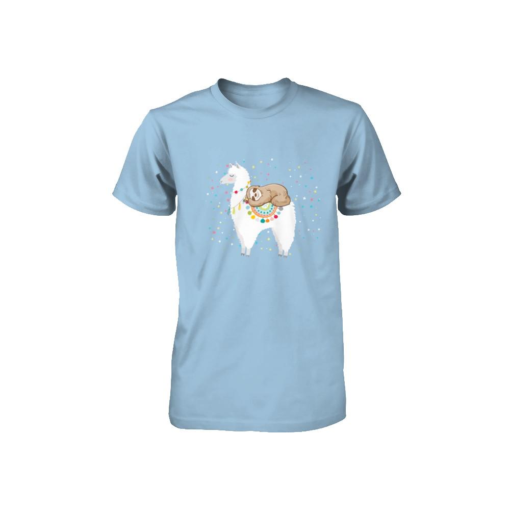 Funny Sloth Riding Llama Lover Youth-Youth Shirt-Toddler T-Shirt-Light Blue