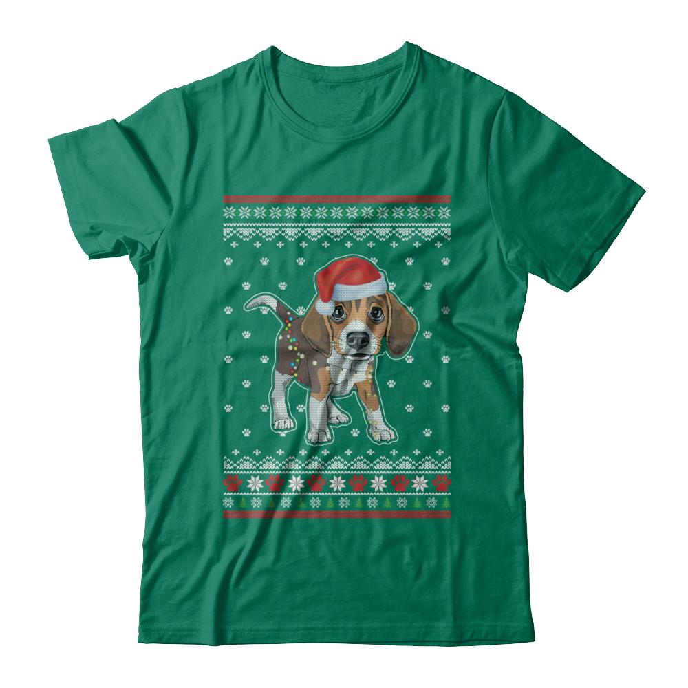 Beagle Christmas Ugly Sweater Lights Dog Xmas Gift-T-Shirt & Sweatshirt-Classic T-Shirt-Kelly Green