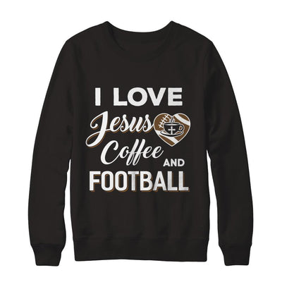 I Love Jesus Coffee & Football-T-Shirt & Sweatshirt-Crewneck Sweatshirt-Black