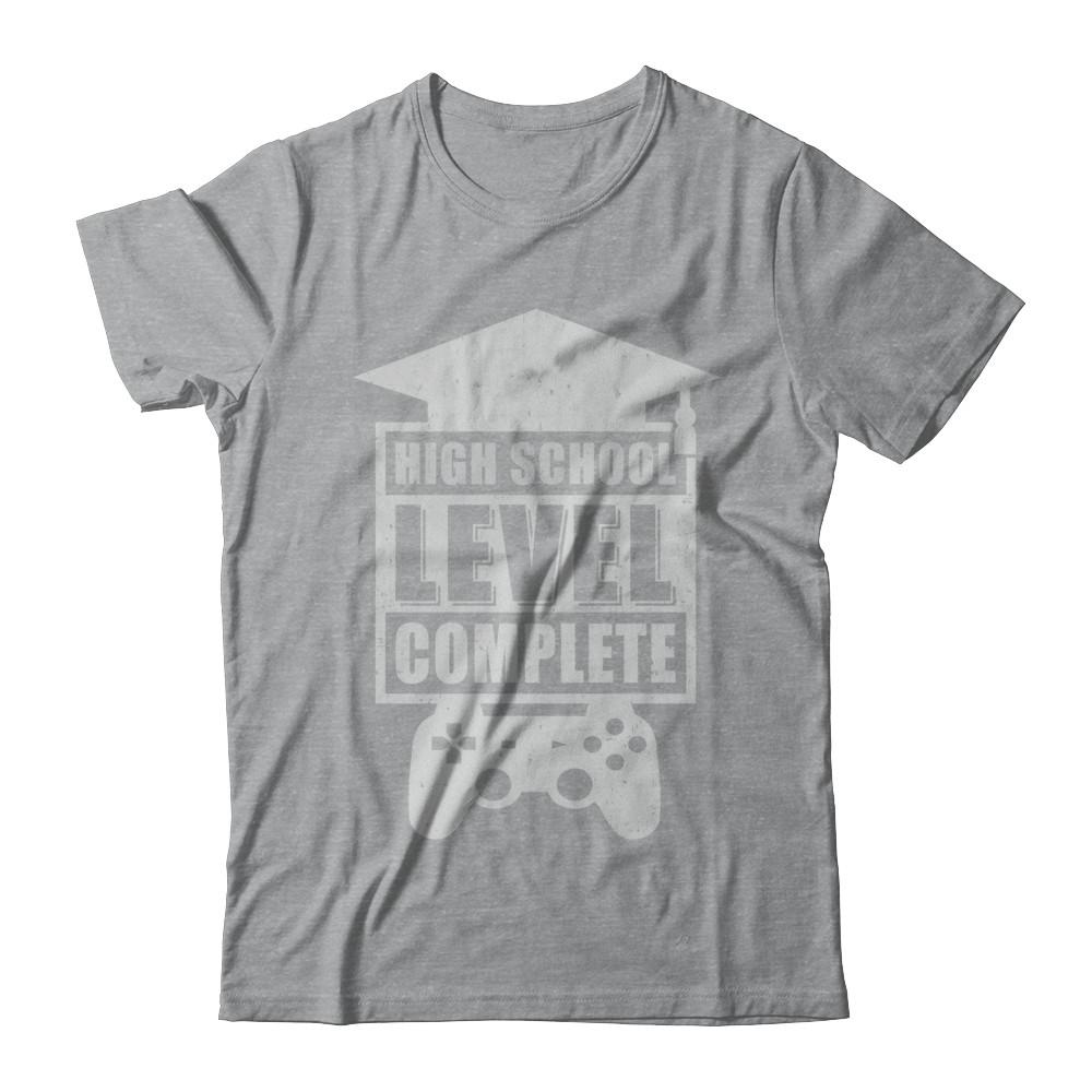 High School Level Complete Graduation Video Gamer-T-Shirt & Hoodie-Classic T-Shirt-Sport Grey