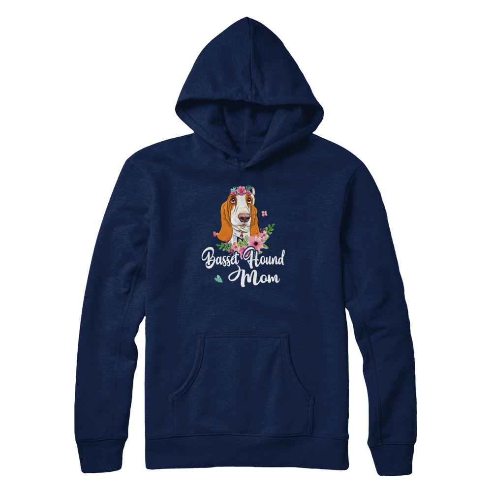 Basset Hound Mom Funny Dog Mom Gift Idea-T-Shirt & Tank Top-Pullover Hoodie-Navy