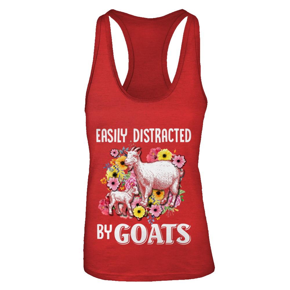 Easily Distracted By Goats-T-Shirt & Tank Top-Women's Ideal Racerback Tank-Red