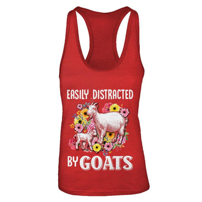 Easily Distracted By Goats-T-Shirt & Tank Top-Women's Ideal Racerback Tank-Red