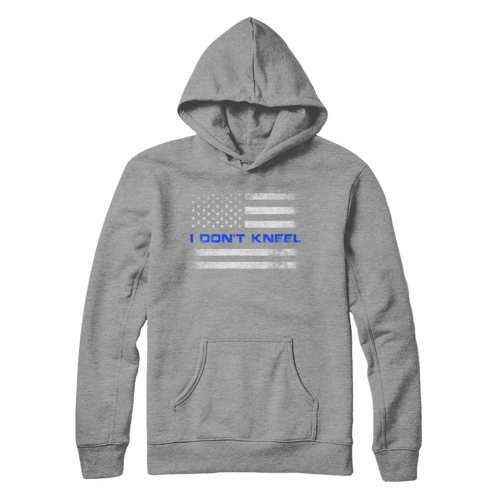 I Don't Kneel Thin Blue Line Patriotic Police-T-Shirt & Hoodie-Pullover Hoodie-Sport Grey