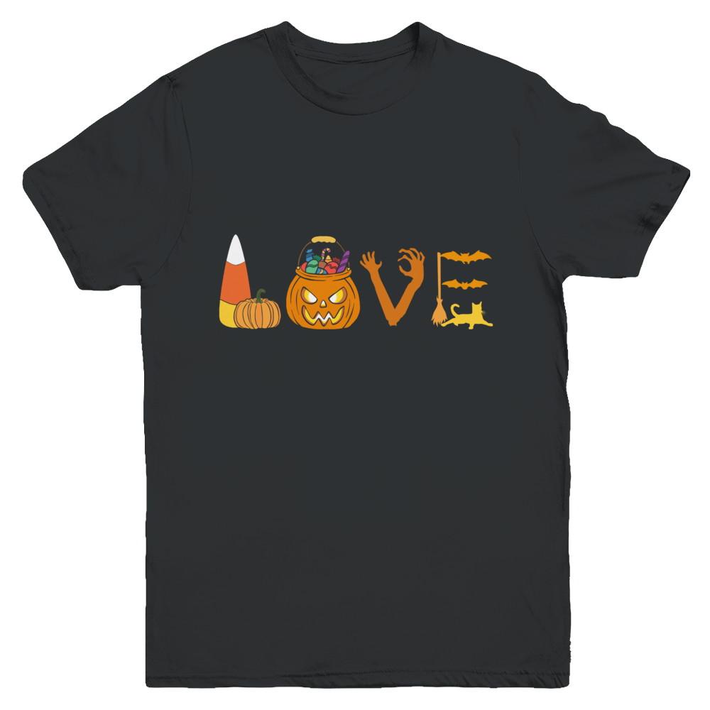 I Love Candy Funny Candy Corn Halloween Gift Youth-Youth Shirt-Youth T-Shirt-Black