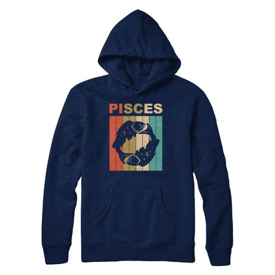Vintage Pisces Zodiac February March Birthday Gift-T-Shirt & Hoodie-Pullover Hoodie-Navy