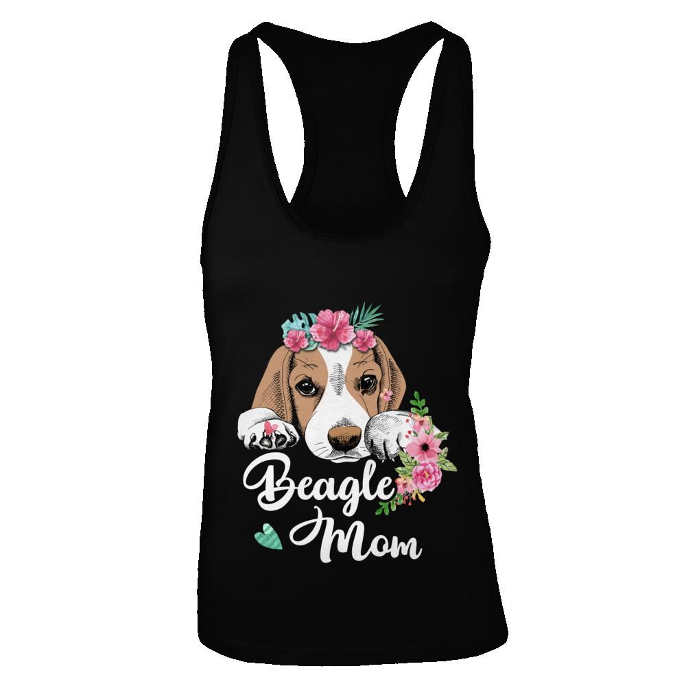 Beagle Mom Funny Dog Mom Gift Idea-T-Shirt & Tank Top-Women's Ideal Racerback Tank-Black