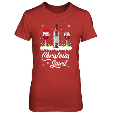 Christmas Spirits Santa Hat Wine Funny Christmas Gifts-T-Shirt & Sweatshirt-Women's T-Shirt-Red