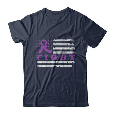 Fight Purple Ribbon US Flag Alzheimer's Pancreatic Awareness-T-Shirt & Hoodie-Classic T-Shirt-Navy