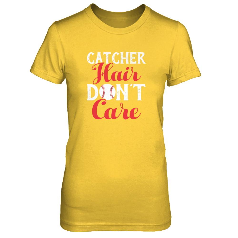 Catcher Hair Don't Care Baseball-T-Shirt & Tank Top-Women's T-Shirt-Daisy
